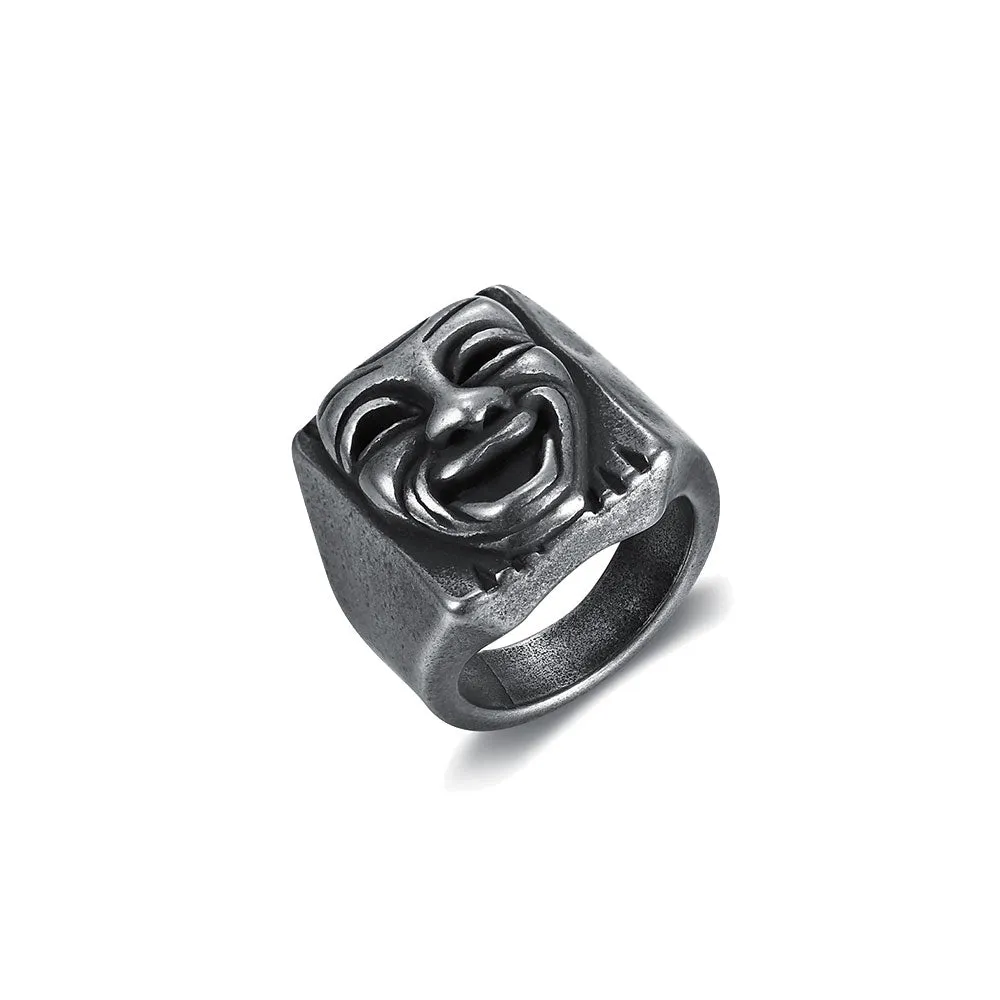 HAPPY FACE MASK SIGNET RING