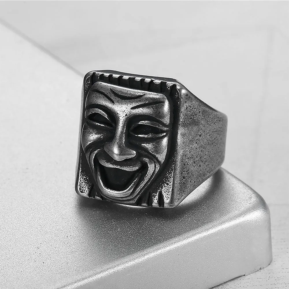 HAPPY FACE MASK SIGNET RING