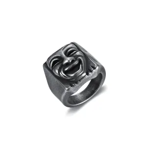 HAPPY FACE MASK SIGNET RING