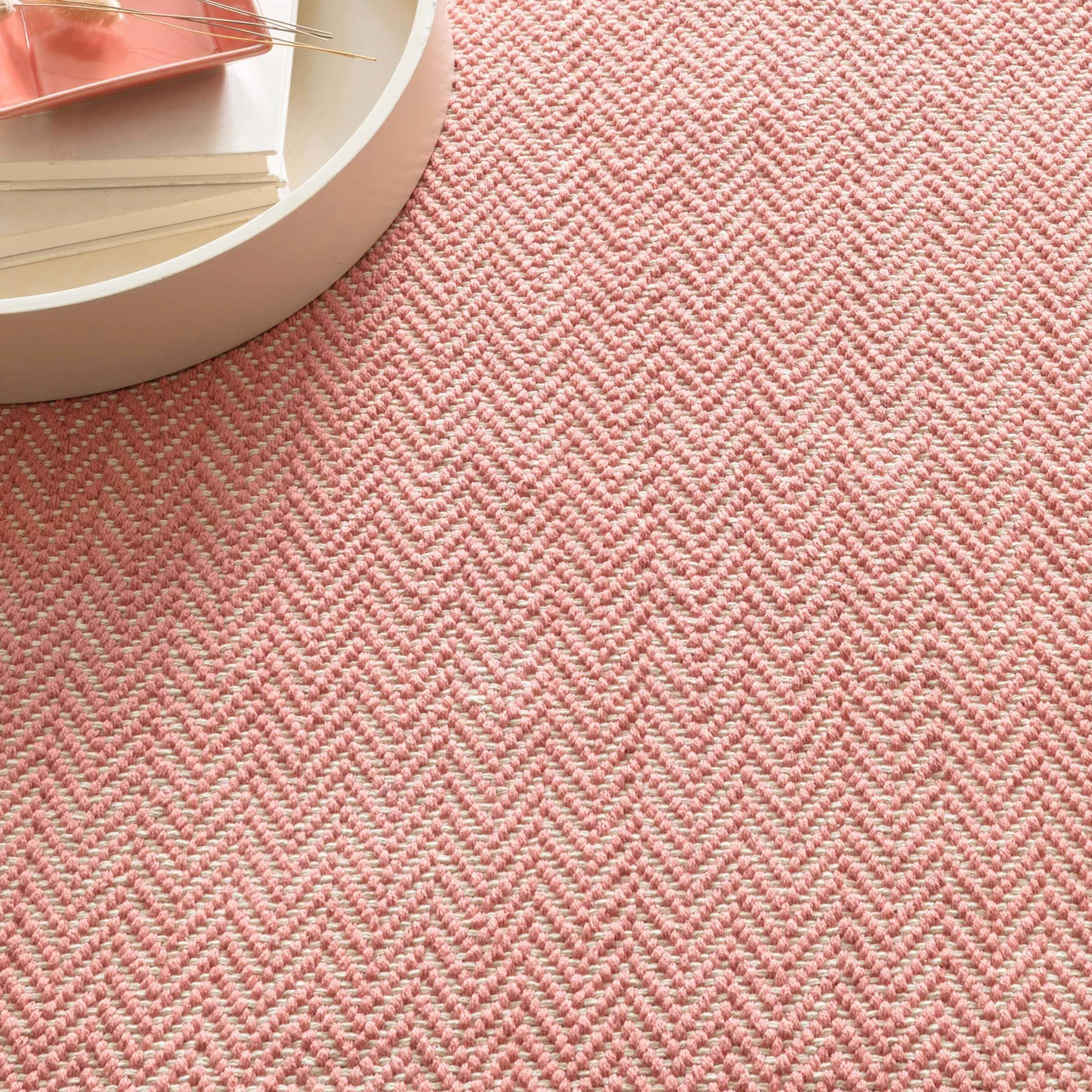 Herringbone Coral Woven Cotton Rug