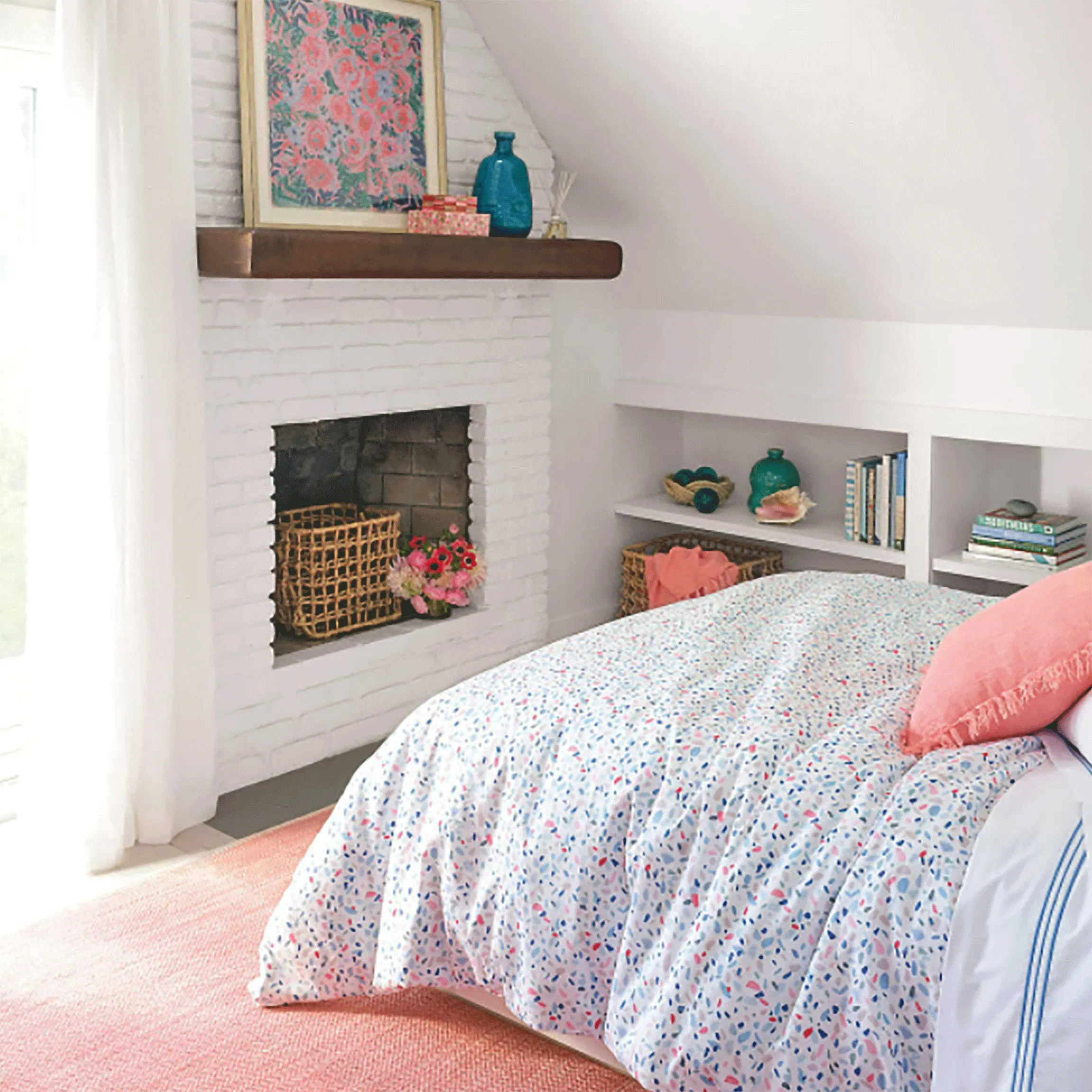 Herringbone Coral Woven Cotton Rug