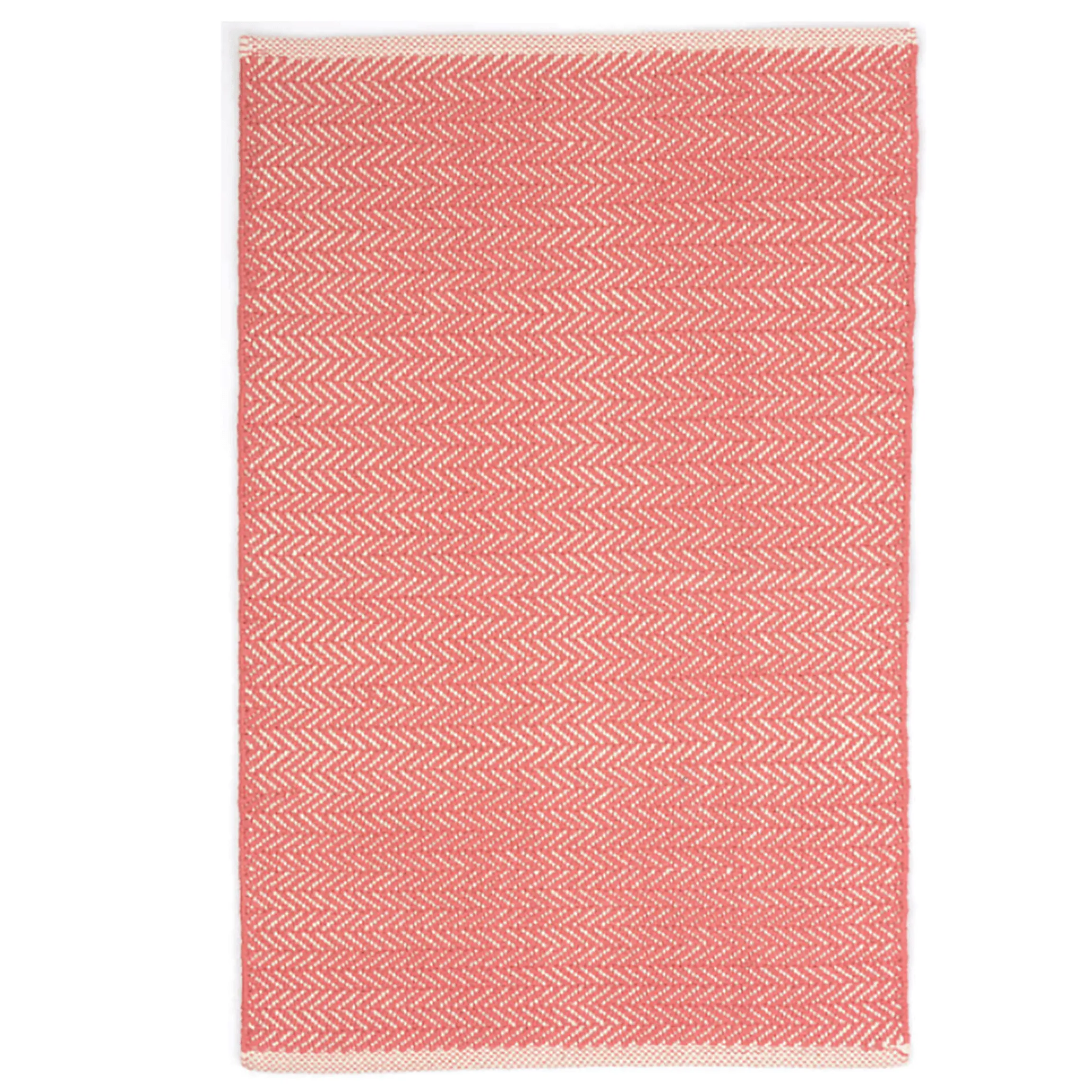 Herringbone Coral Woven Cotton Rug