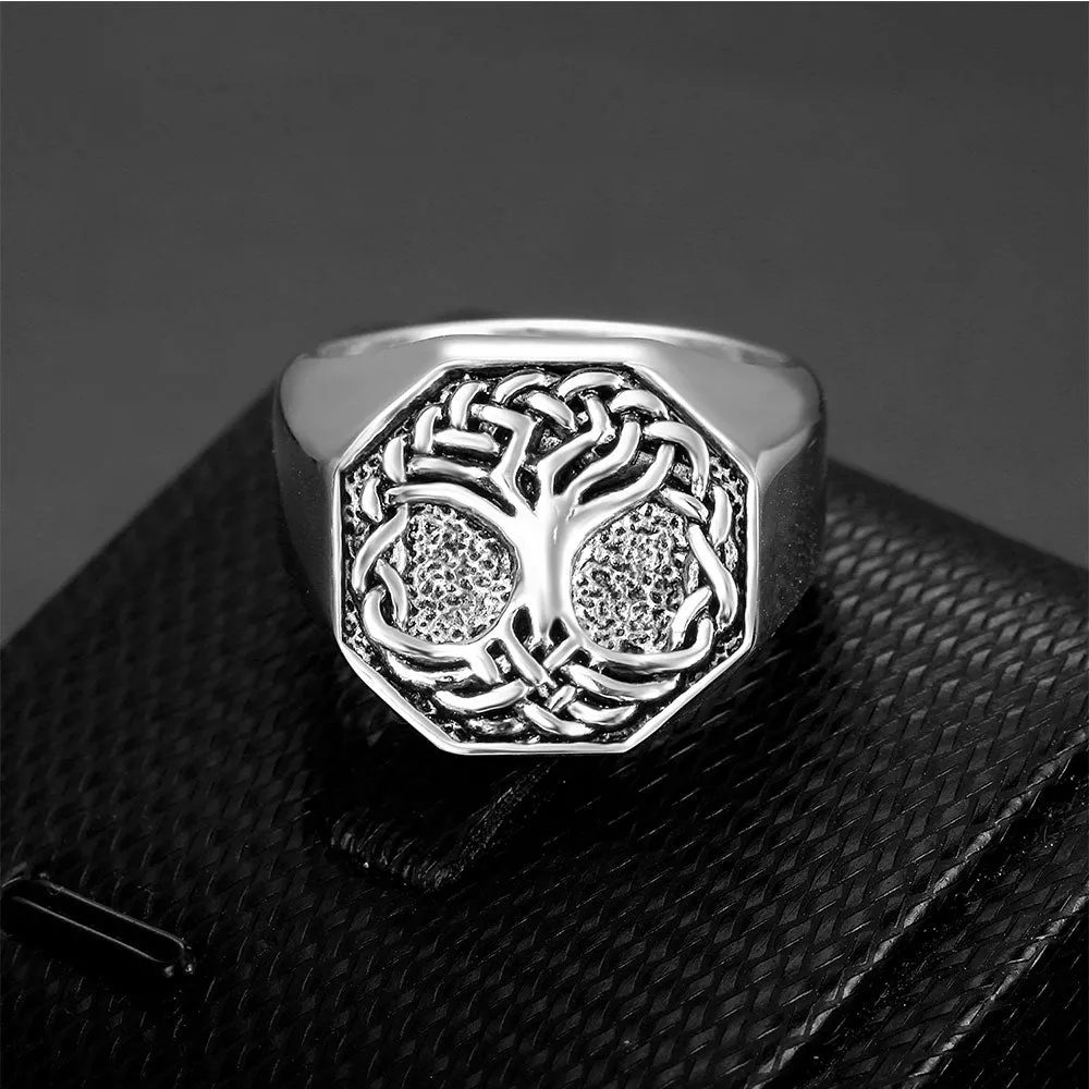 HEXAGON TREE OF LIFE SIGNET RING