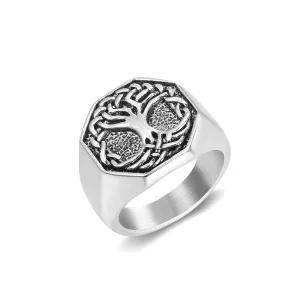 HEXAGON TREE OF LIFE SIGNET RING