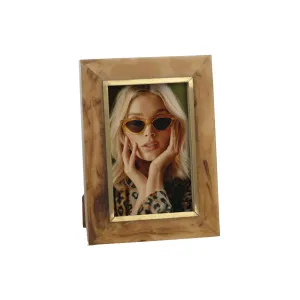 Horn Design Inlaid 4x6 Photo Frame With Brass Accent