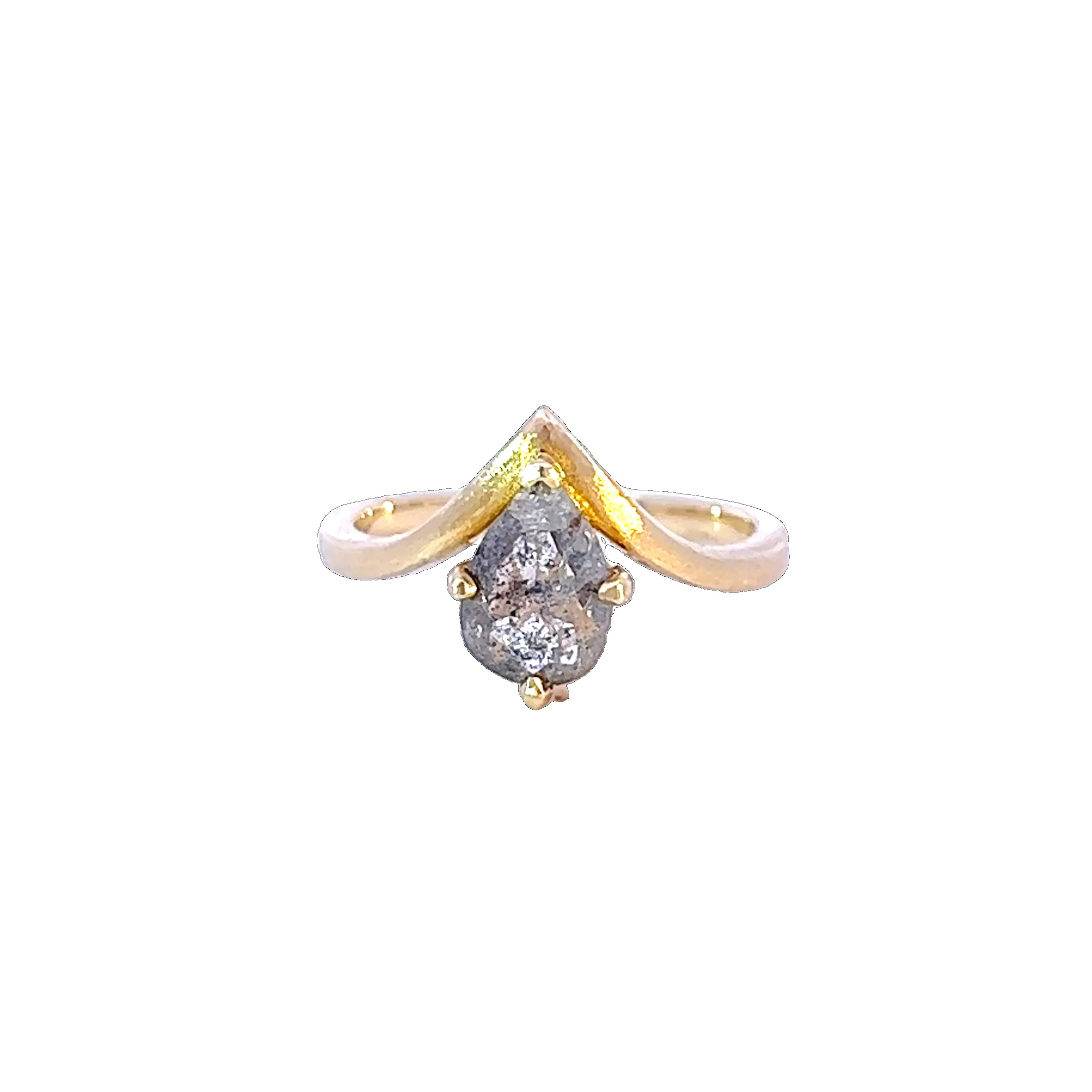 Indigo Pear Salt and Pepper Diamond Engagement Ring