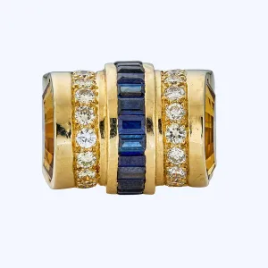 Italian Vintage Diamond, Amethyst and Citrine Ring