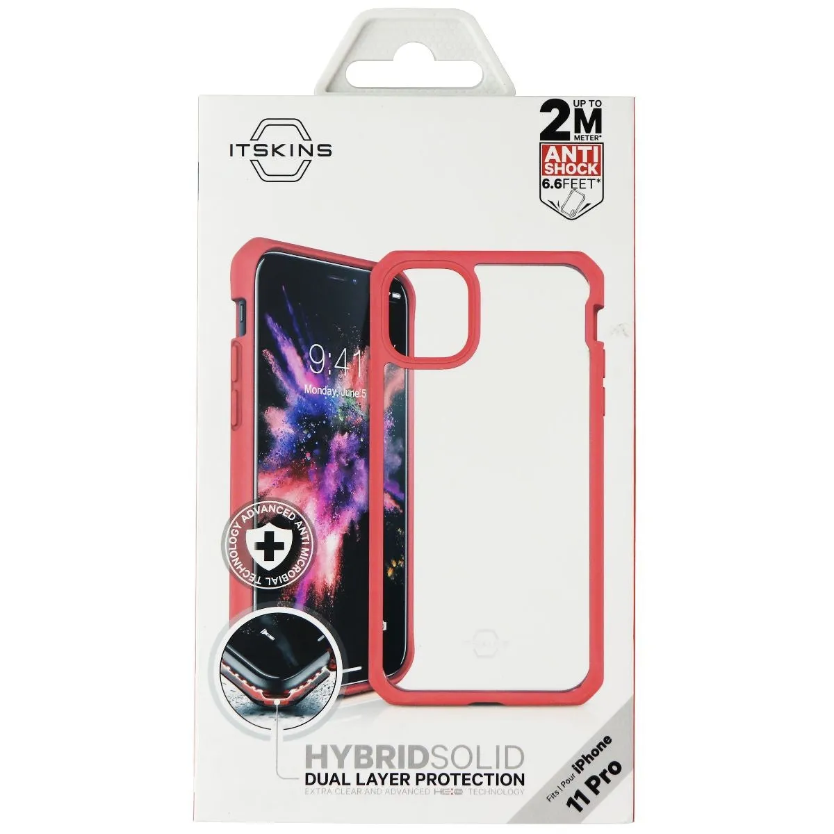 ITSKINS Hybrid Solid Case for Apple iPhone 11 Pro - Plain Coral / Transparent