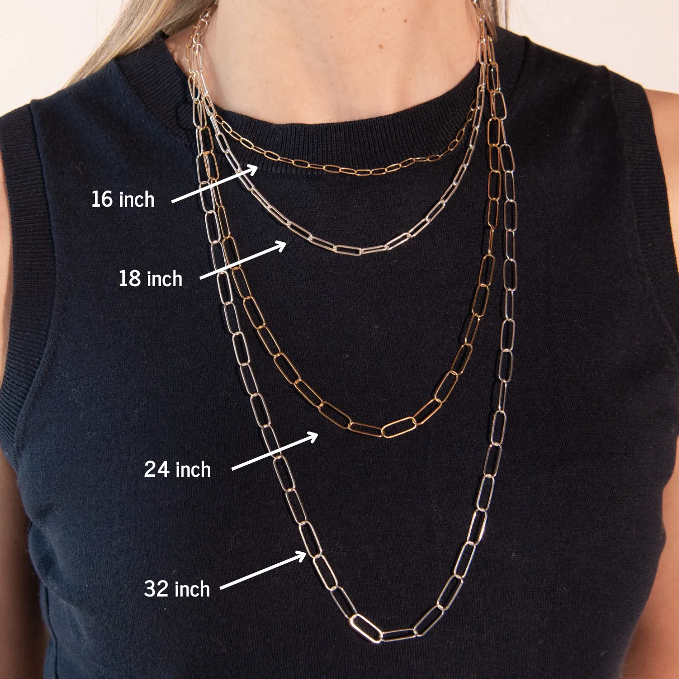January Garnet Birthstone Paper Clip Necklace