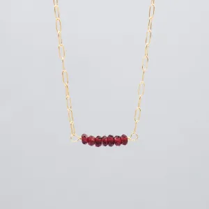 January Garnet Birthstone Paper Clip Necklace