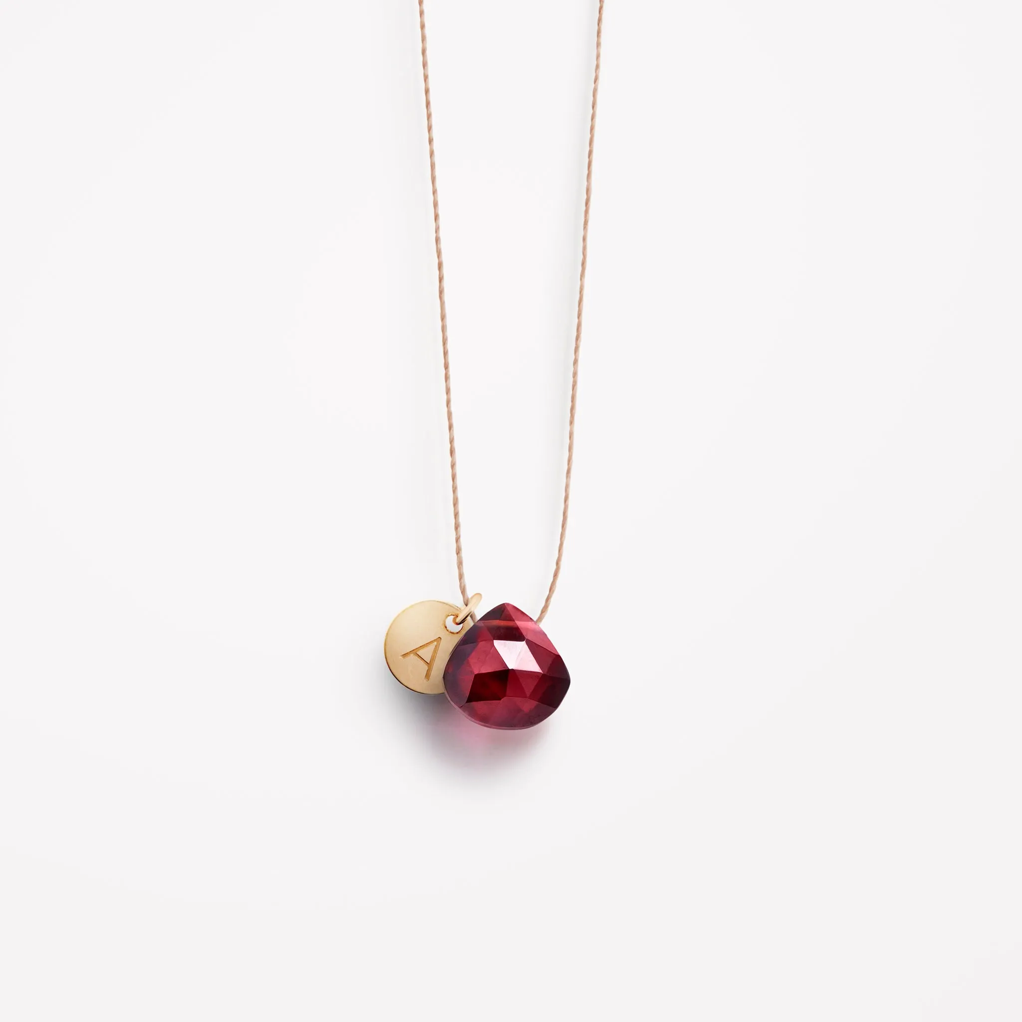 January Garnet Fine Cord Birthstone Necklace