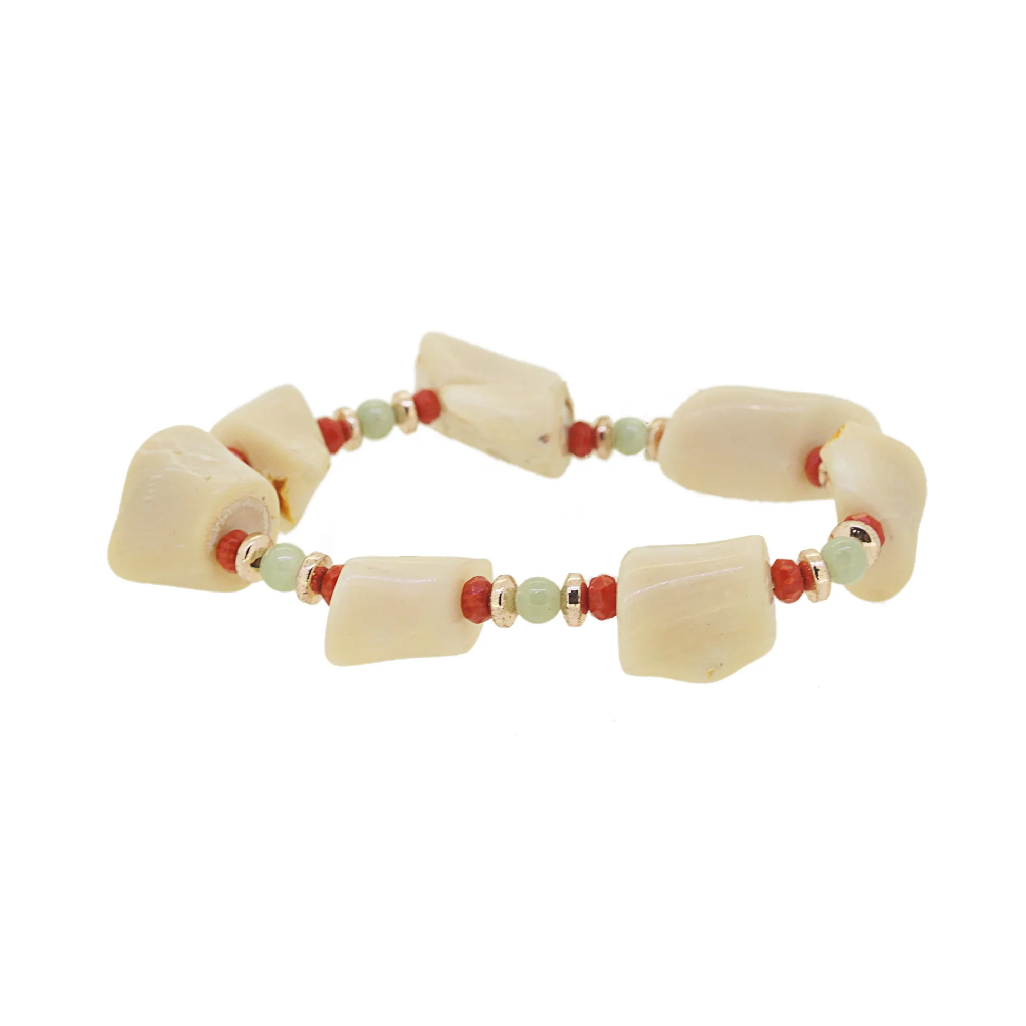 Japanese Ivory Coral with Burma Jade and Hematite