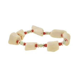 Japanese Ivory Coral with Burma Jade and Hematite