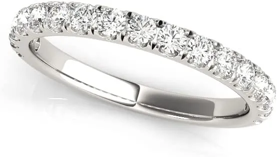 JewelMore 0.50 Carat (ctw) 10K Gold Round White Diamond Wedding Anniversary Stackable Band 1/2 CT