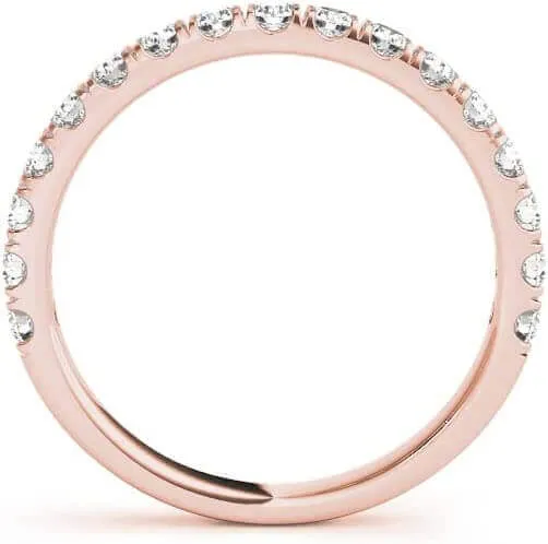 JewelMore 0.50 Carat (ctw) 10K Gold Round White Diamond Wedding Anniversary Stackable Band 1/2 CT