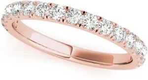 JewelMore 0.50 Carat (ctw) 10K Gold Round White Diamond Wedding Anniversary Stackable Band 1/2 CT
