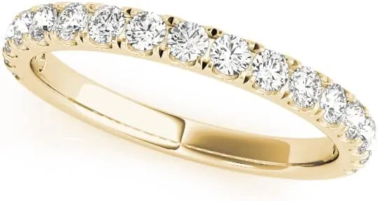 JewelMore 0.50 Carat (ctw) 10K Gold Round White Diamond Wedding Anniversary Stackable Band 1/2 CT