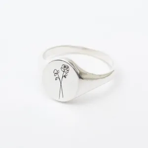 June Birth Flower Signet Ring