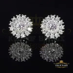King of Blings- 1.28ct Cubic Zirconia White 925 Sterling Silver For Men's/Womens Round Earrings