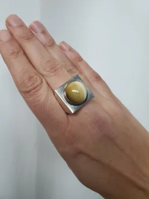 Large Stone signet Silver Ring