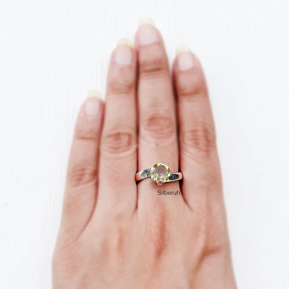 Lemon Topaz Facetted Silver Ring