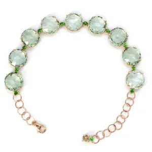 Lilies - Bracelet with Prasiolite and Tsavorite Garnet, 18k Rose Gold