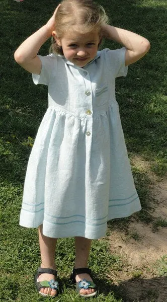 Linen Sailor Flower Dress For Girl Toddler