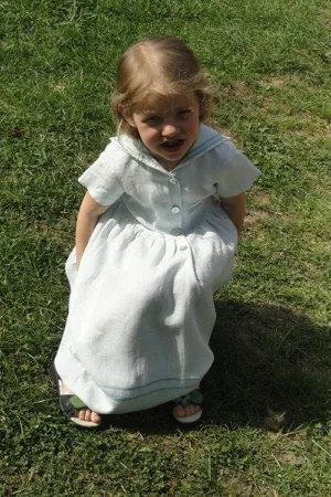 Linen Sailor Flower Dress For Girl Toddler