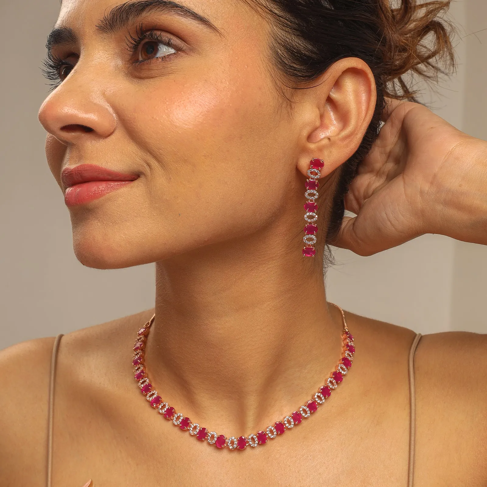 Lucia Rhodium Plated Cz Necklace