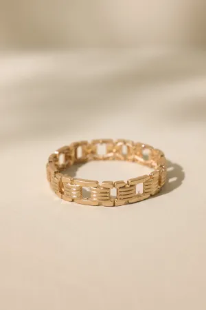 Lustrous Links Worn Gold Bracelet
