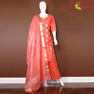 Maharani's Silk Palazzo Suit Set - Coral Pink (M)