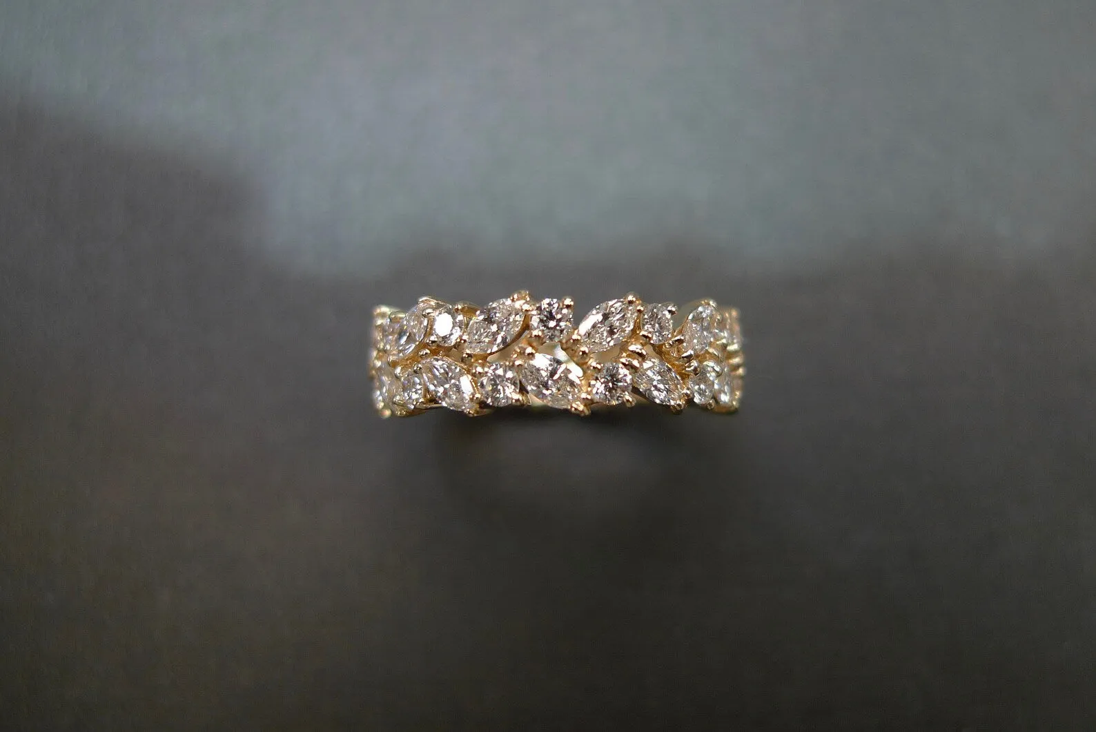 Marquise Cut Diamond Full Eternity Ring in Yellow Gold