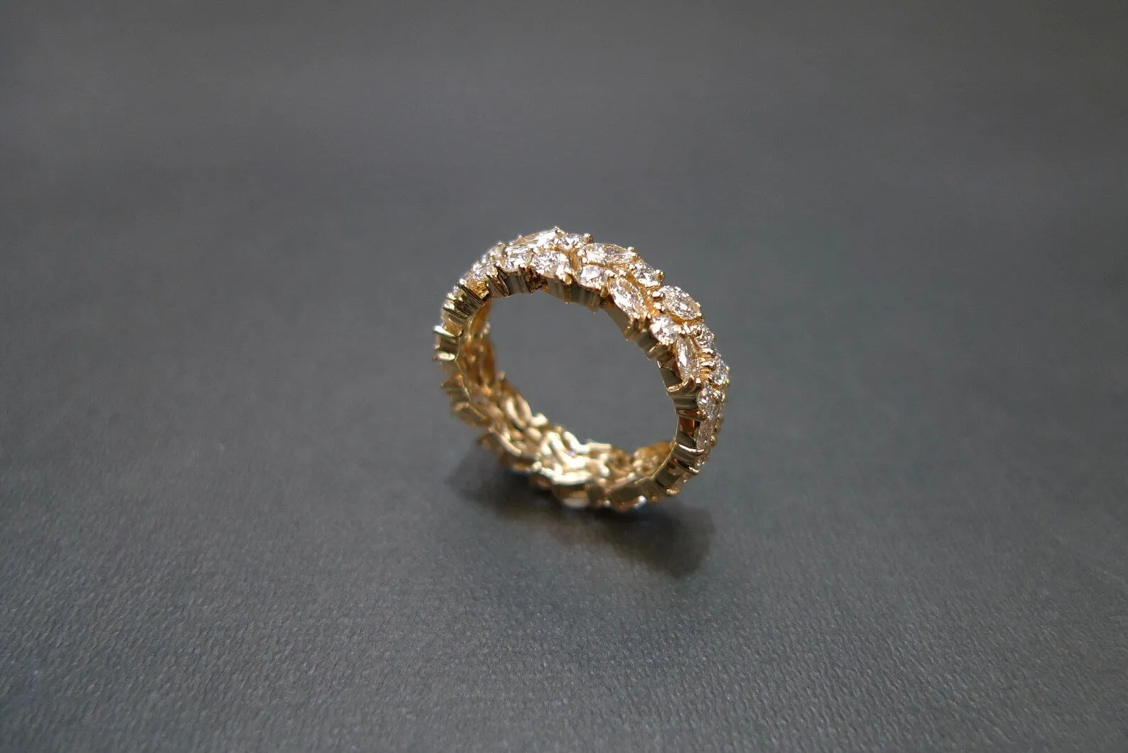 Marquise Cut Diamond Full Eternity Ring in Yellow Gold