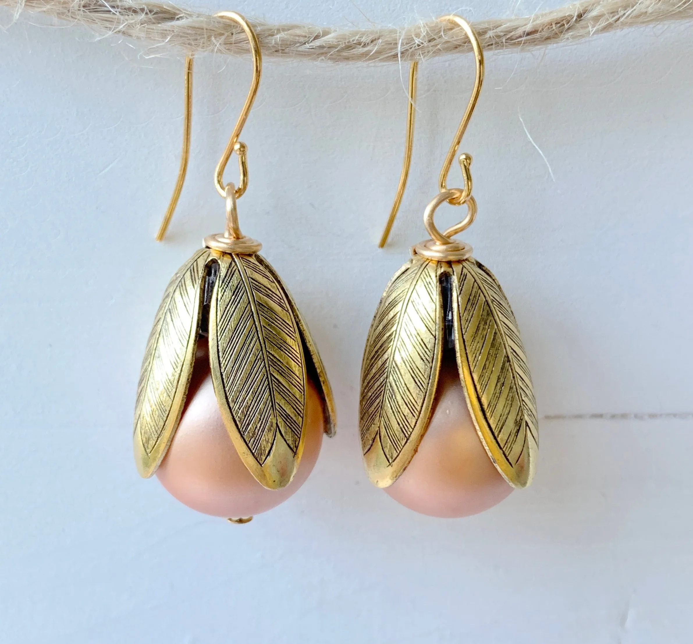 Matte Glass Pearl Bead Cap Earring in Ballet Slipper - More Color Options Available