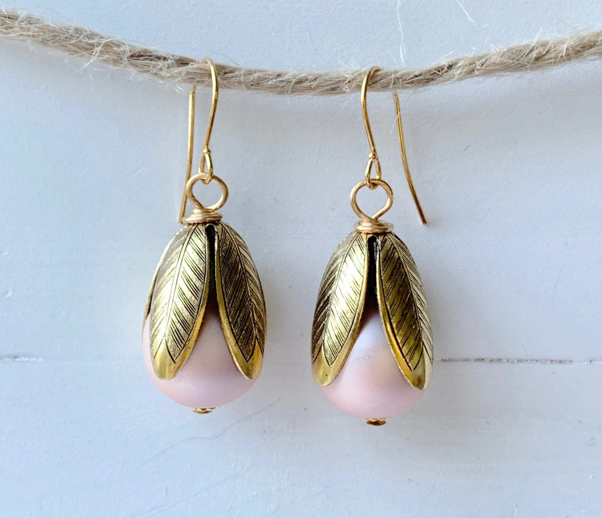 Matte Glass Pearl Bead Cap Earring in Ballet Slipper - More Color Options Available