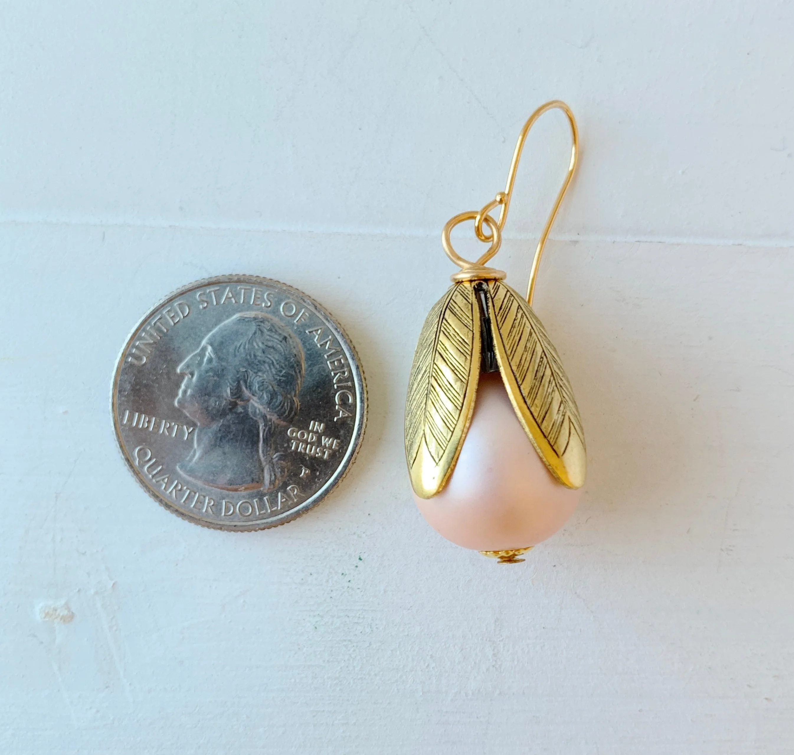 Matte Glass Pearl Bead Cap Earring in Ballet Slipper - More Color Options Available