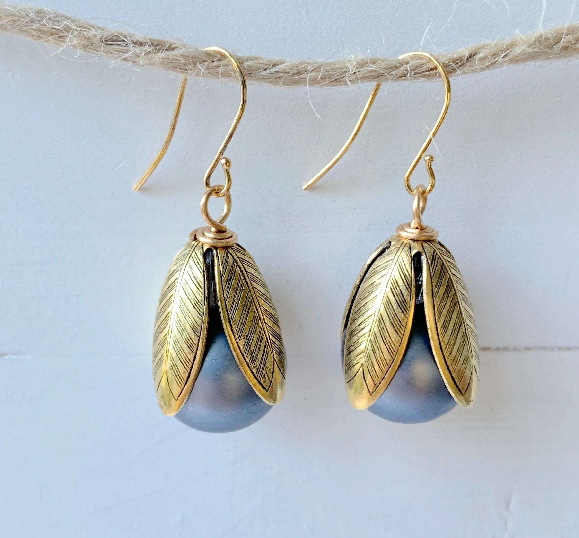Matte Glass Pearl Bead Cap Earring in Ballet Slipper - More Color Options Available
