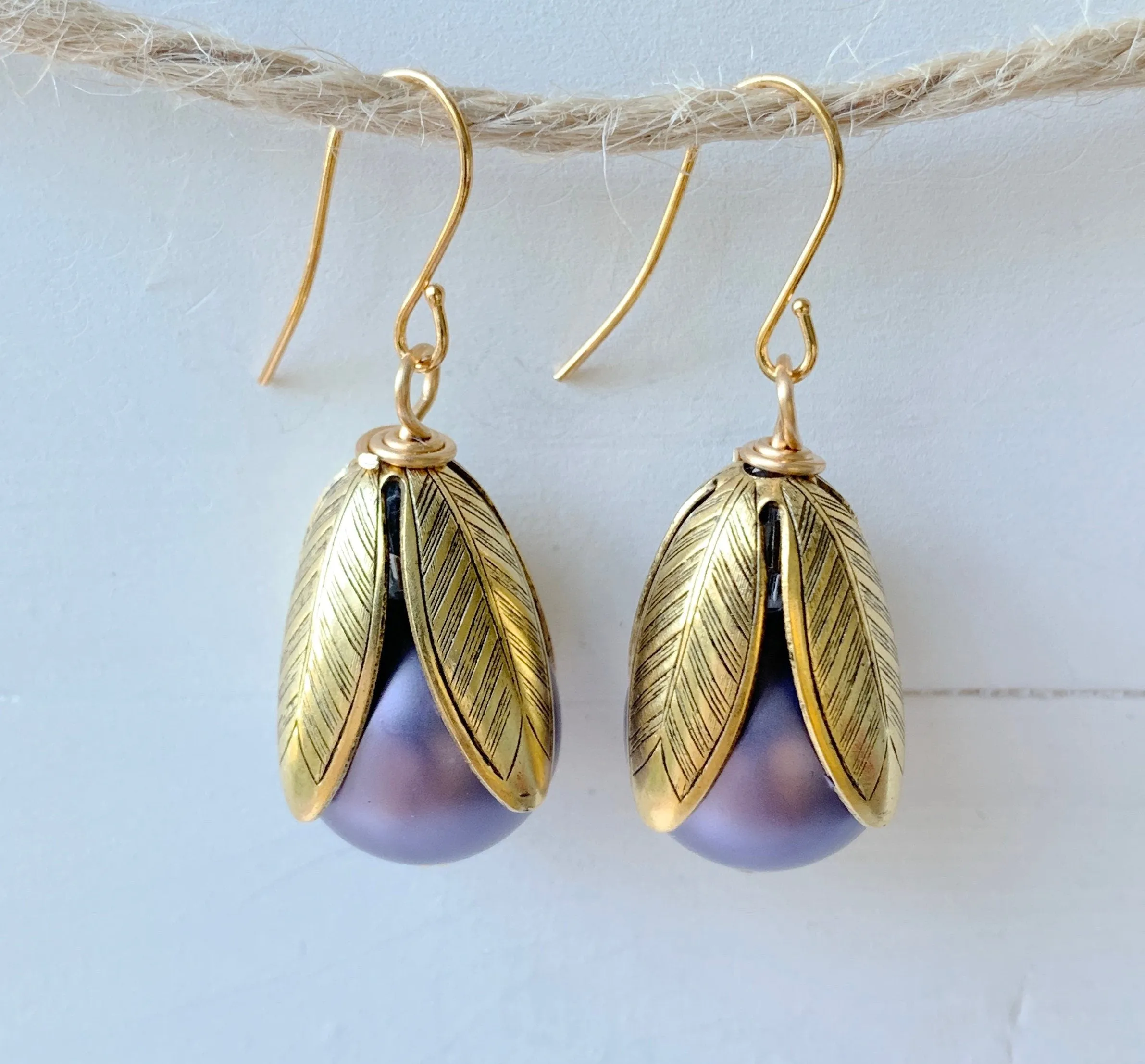 Matte Glass Pearl Bead Cap Earring in Ballet Slipper - More Color Options Available