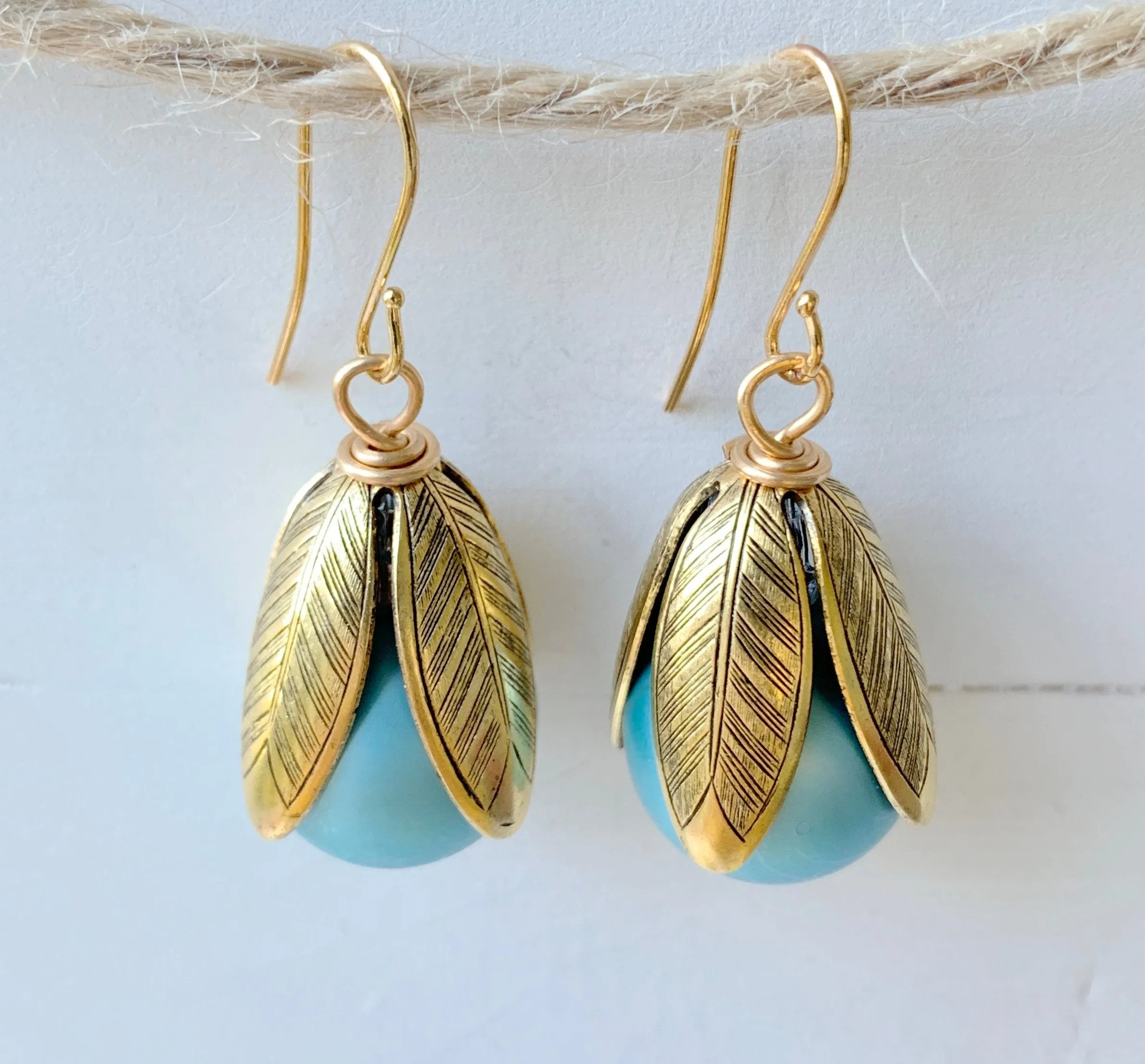Matte Glass Pearl Bead Cap Earring in Ballet Slipper - More Color Options Available