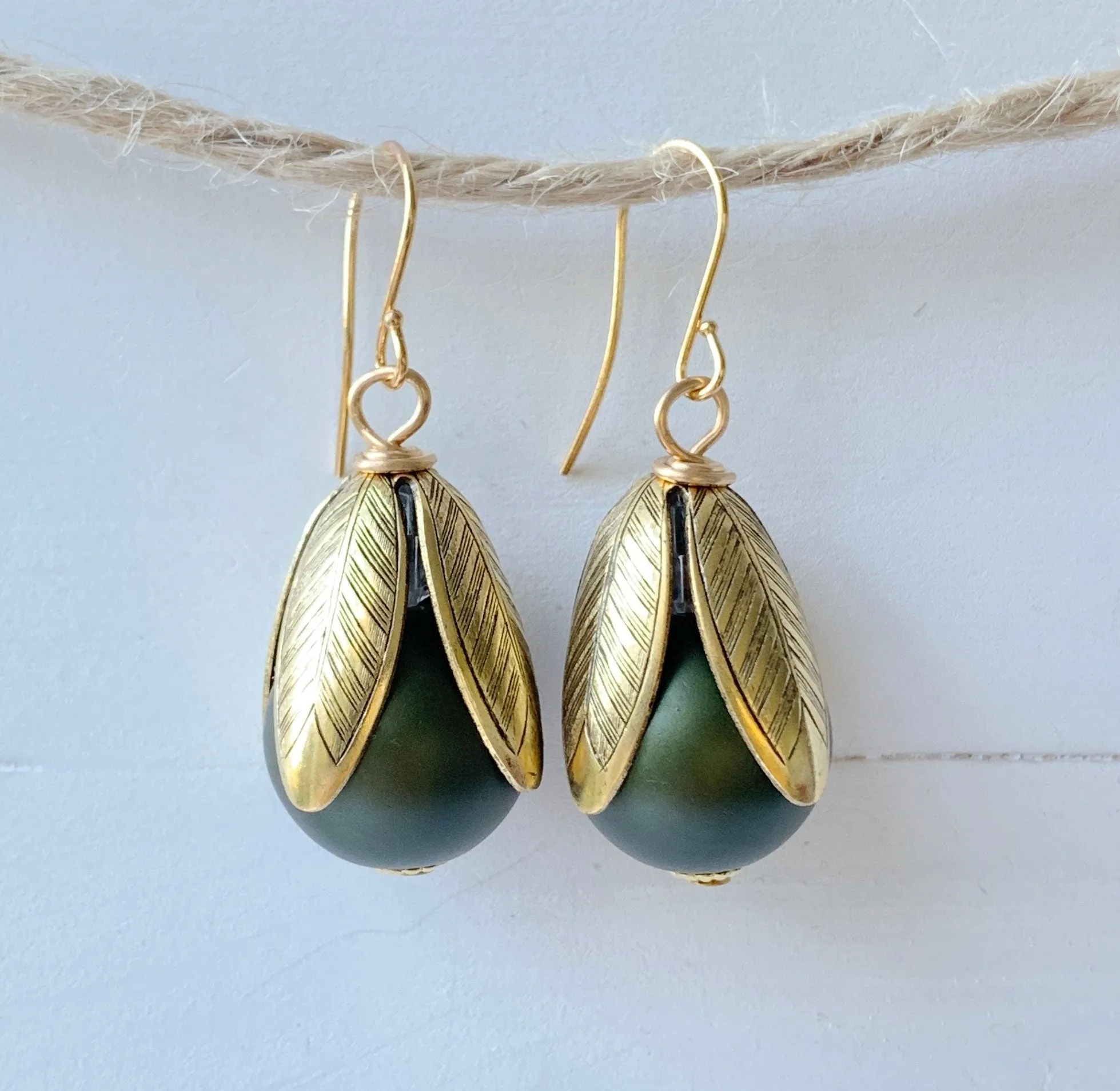 Matte Glass Pearl Bead Cap Earring in Ballet Slipper - More Color Options Available