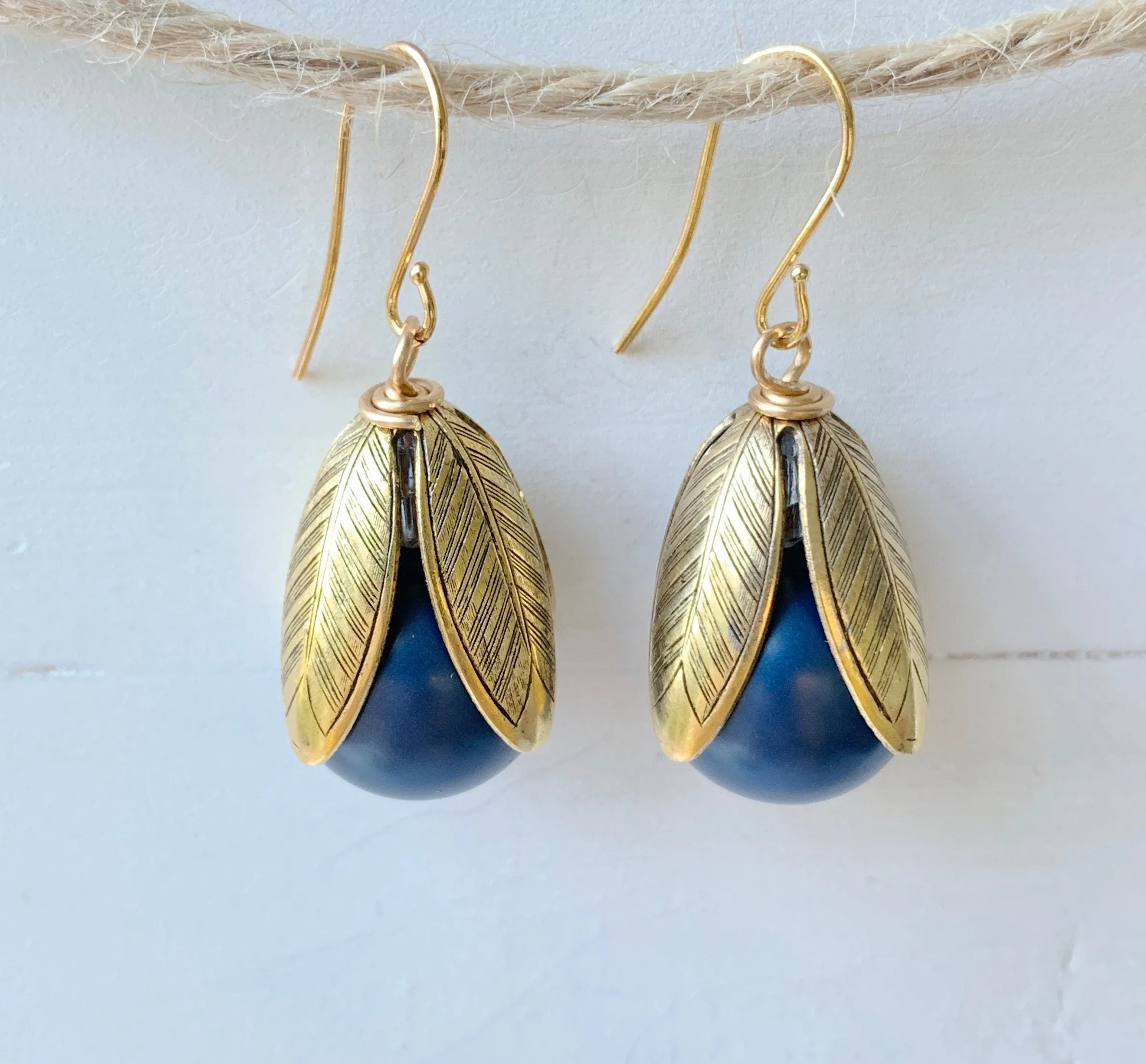 Matte Glass Pearl Bead Cap Earring in Ballet Slipper - More Color Options Available