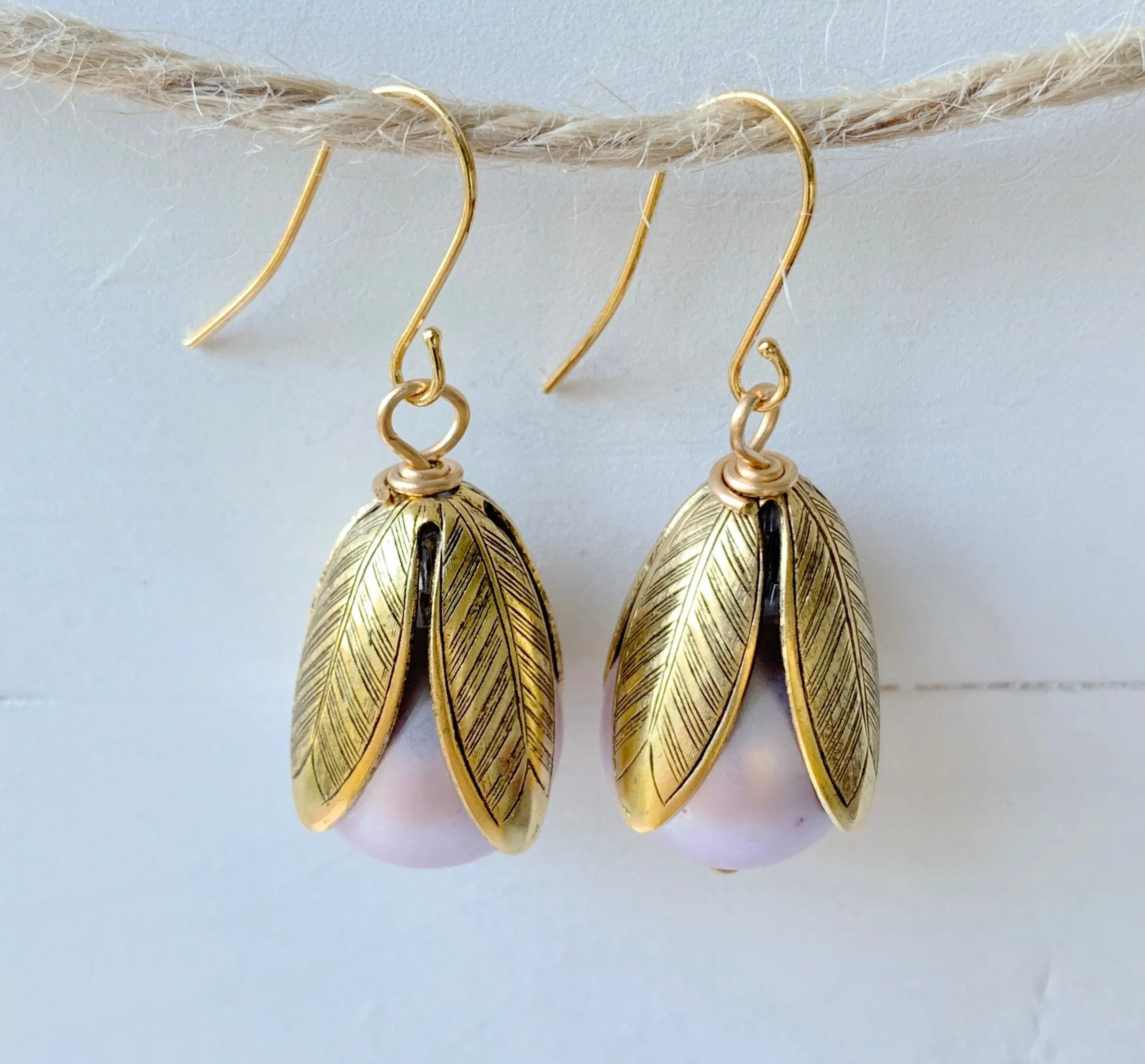 Matte Glass Pearl Bead Cap Earring in Ballet Slipper - More Color Options Available