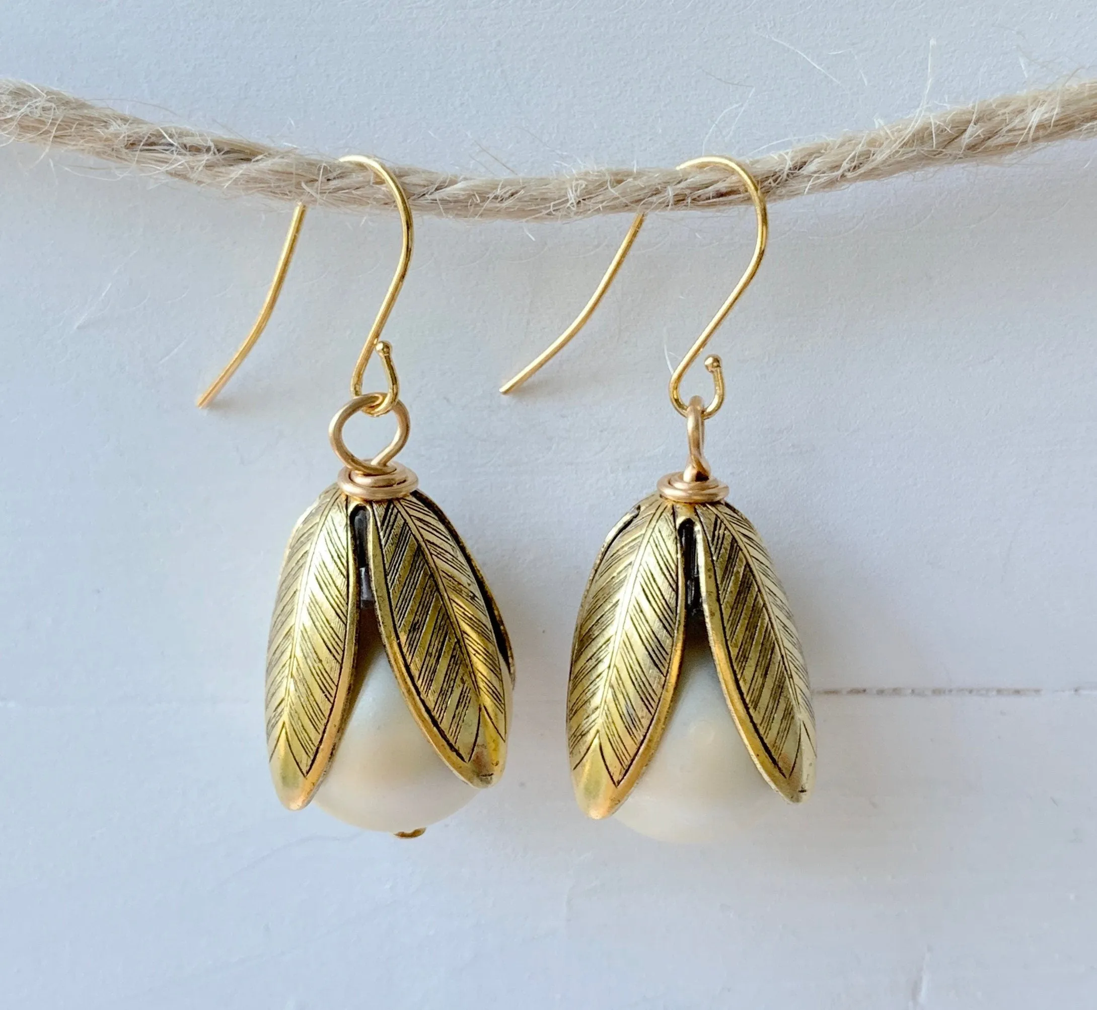 Matte Glass Pearl Bead Cap Earring in Ballet Slipper - More Color Options Available