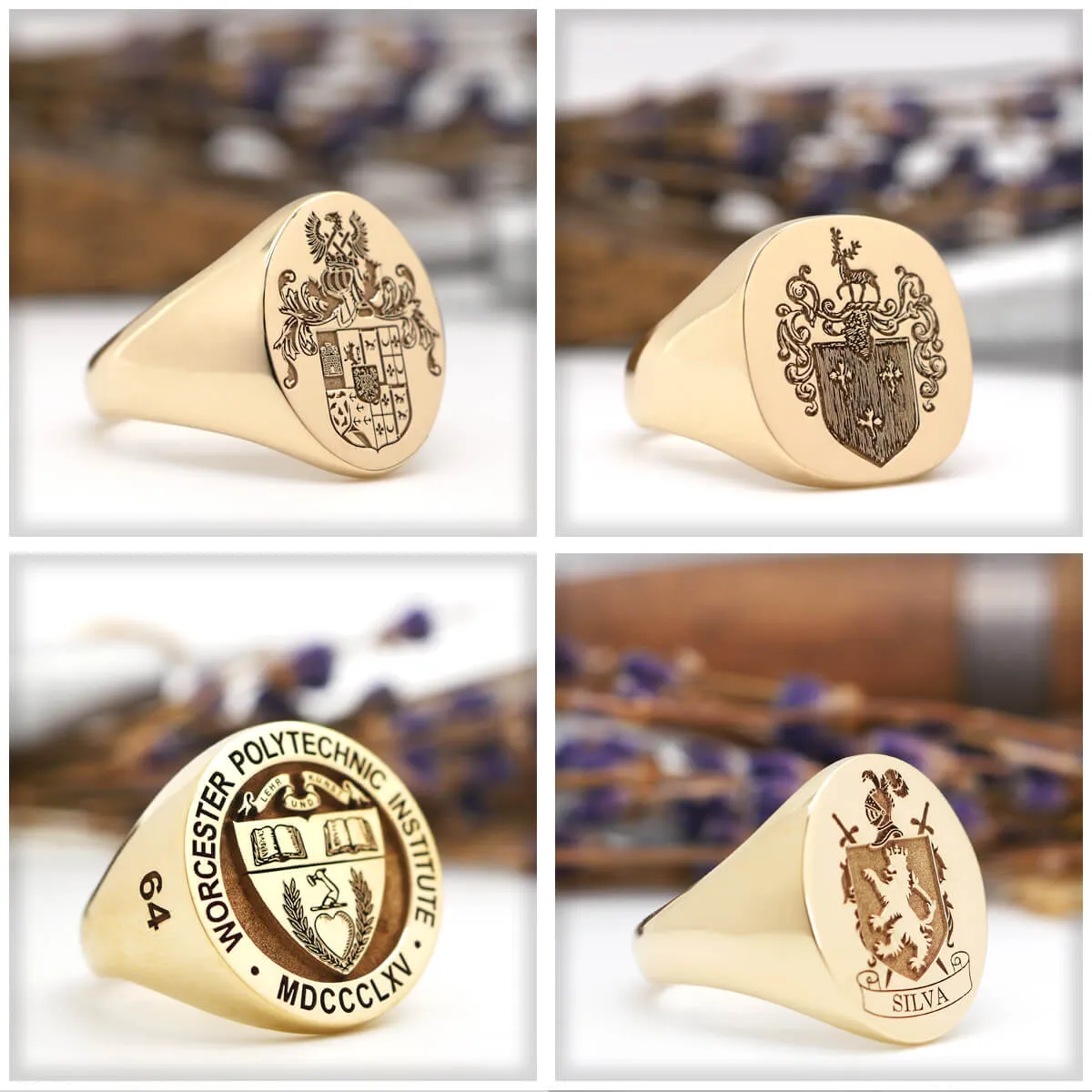 Men's Round Signet Ring - Medium - Laser Engraved Family Crest / Logo