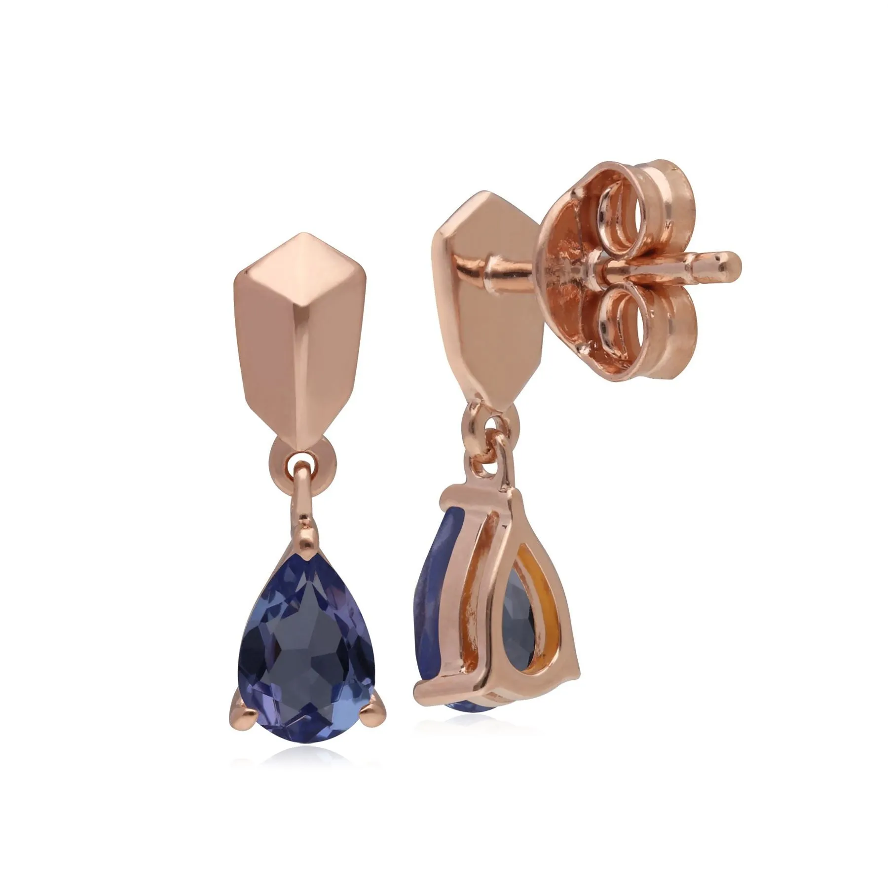 Mini Statement Tanzanit Ohrringe Rose Vergoldetem 925 Sterling Silber