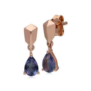 Mini Statement Tanzanit Ohrringe Rose Vergoldetem 925 Sterling Silber