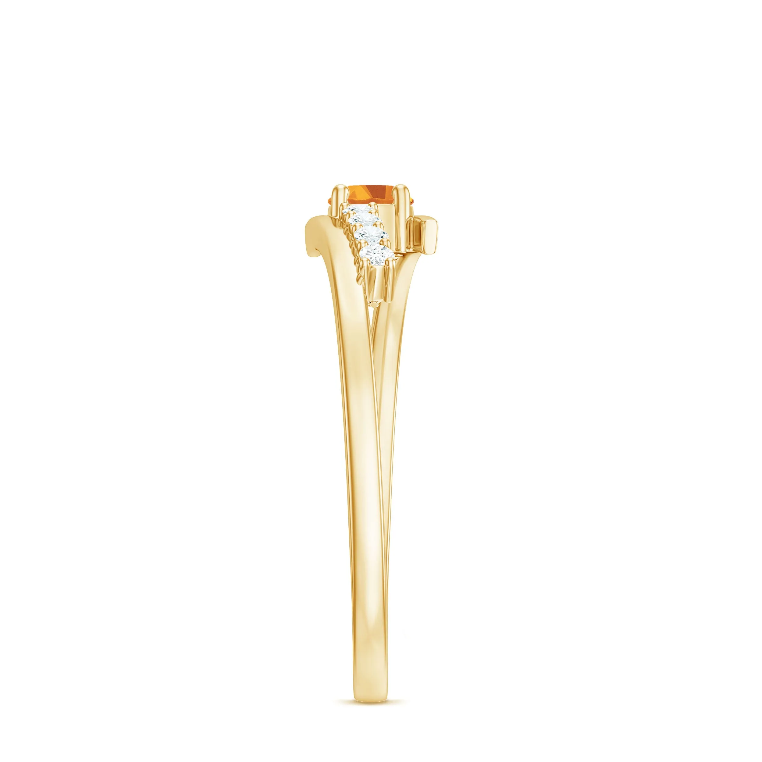 Minimal Citrine and Diamond Bypass Promise Ring