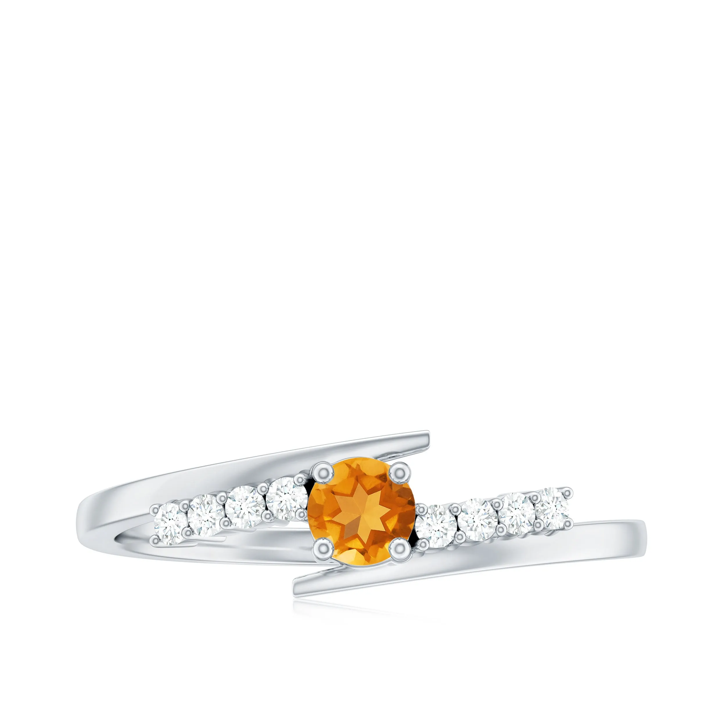Minimal Citrine and Diamond Bypass Promise Ring