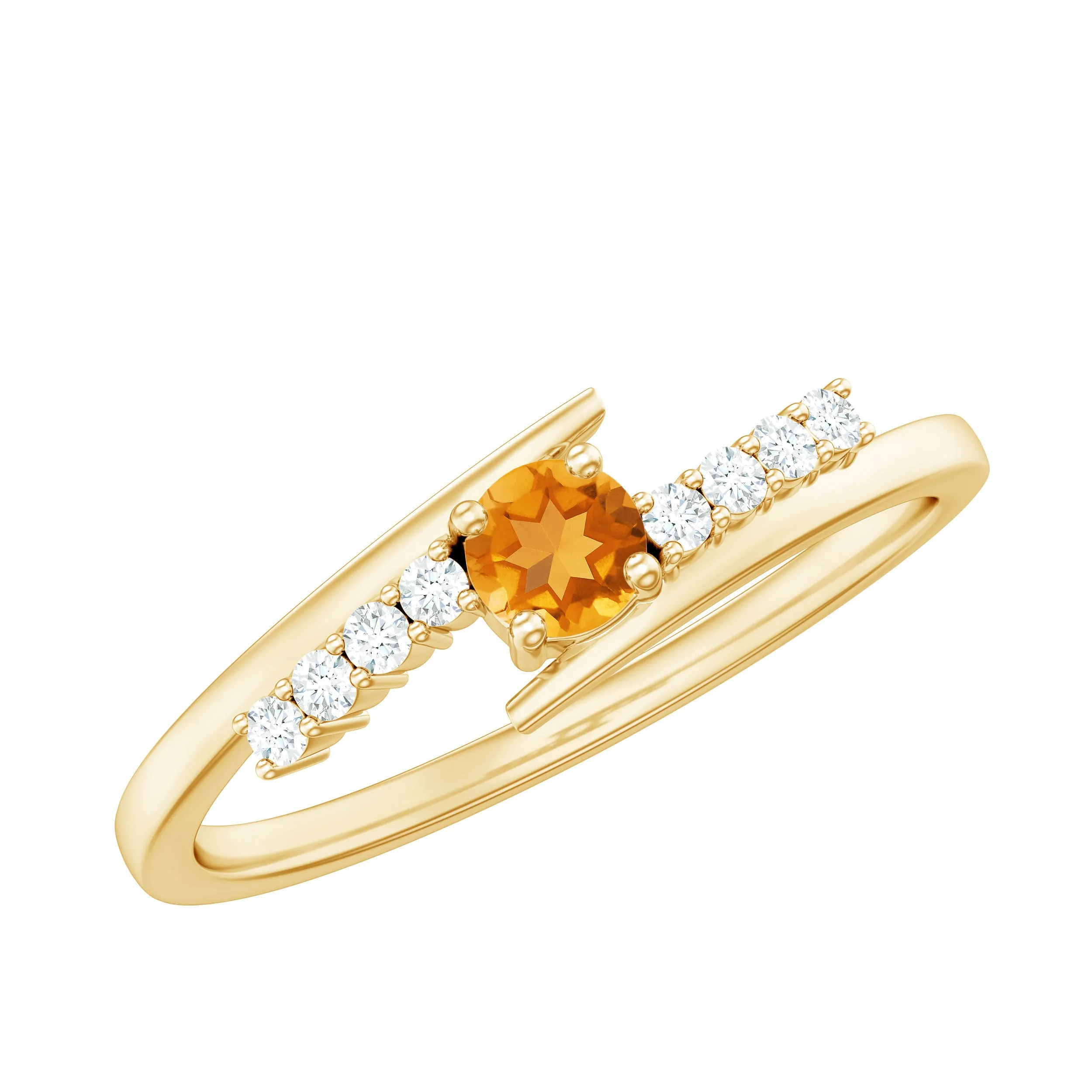 Minimal Citrine and Diamond Bypass Promise Ring