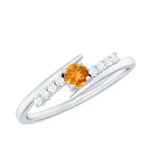 Minimal Citrine and Diamond Bypass Promise Ring